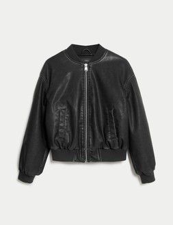M&S Collection Faux Leather Aged Bomber Jacket £59 (1)